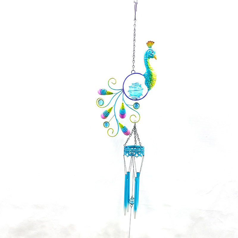 Peacock Solar Wind Chime Lamp Garden Light Decoration