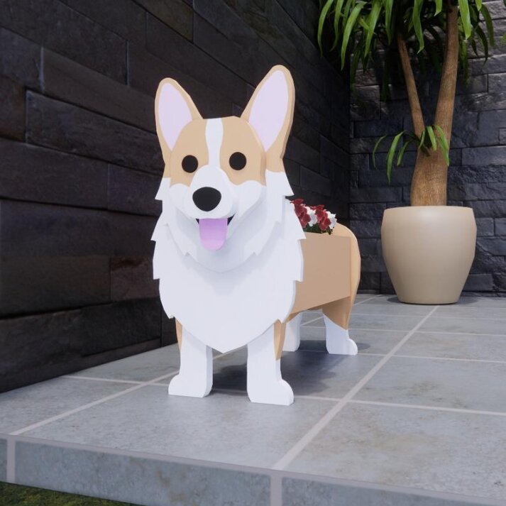 Creative Cartoon Animal Cute PVC Dog Potted Garden Decoration