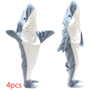 Cartoon Shark Sleeping Bag Pajamas Office Nap Shark Blanket Karakal High Quality Fabric Mermaid Shawl Blanket For Children Adult