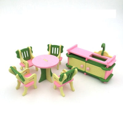 Wooden Mini Furniture Table Chair Stool Decoration