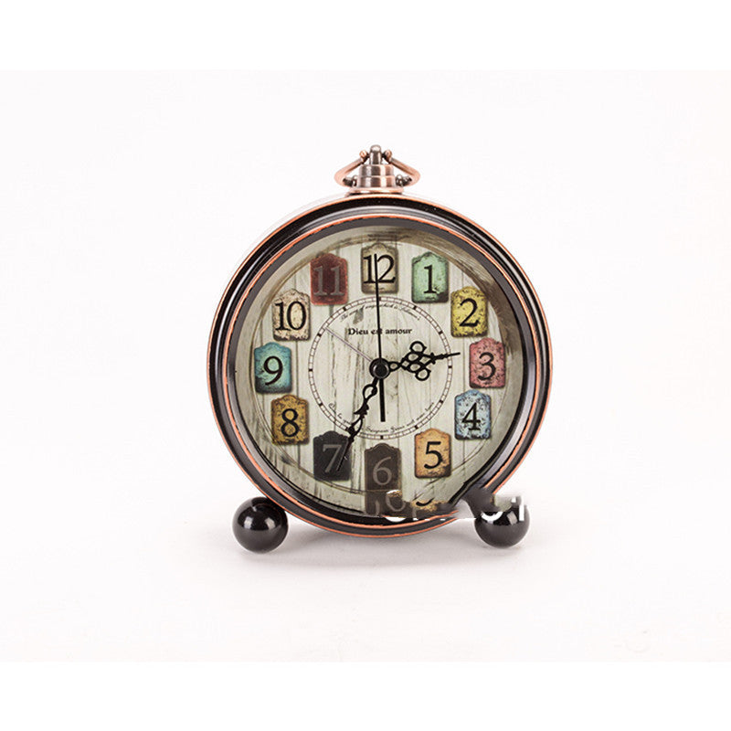 European Metal Retro Clock American Creative Electronic