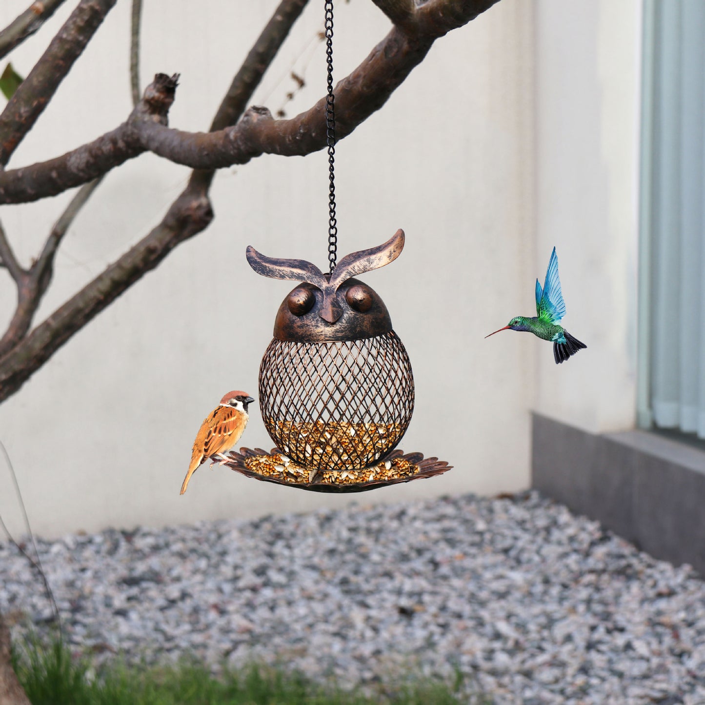 Household Fashionable Iron Owl Bird Feeder