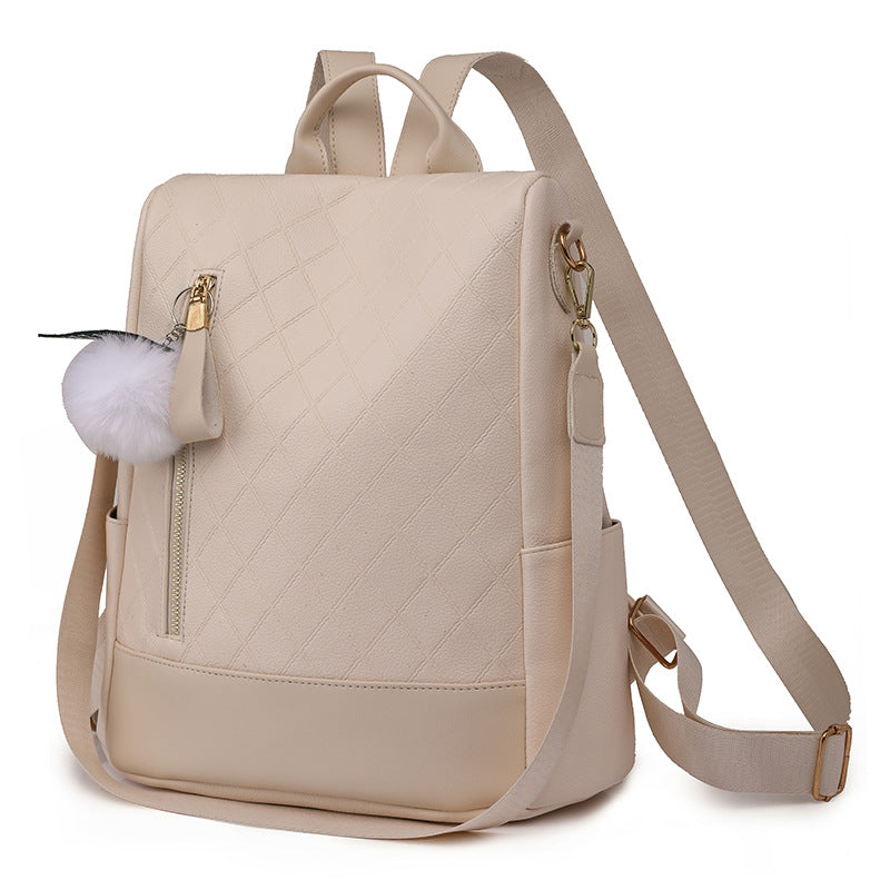 Women's Fashion Soft Leather Preppy Style Backpack